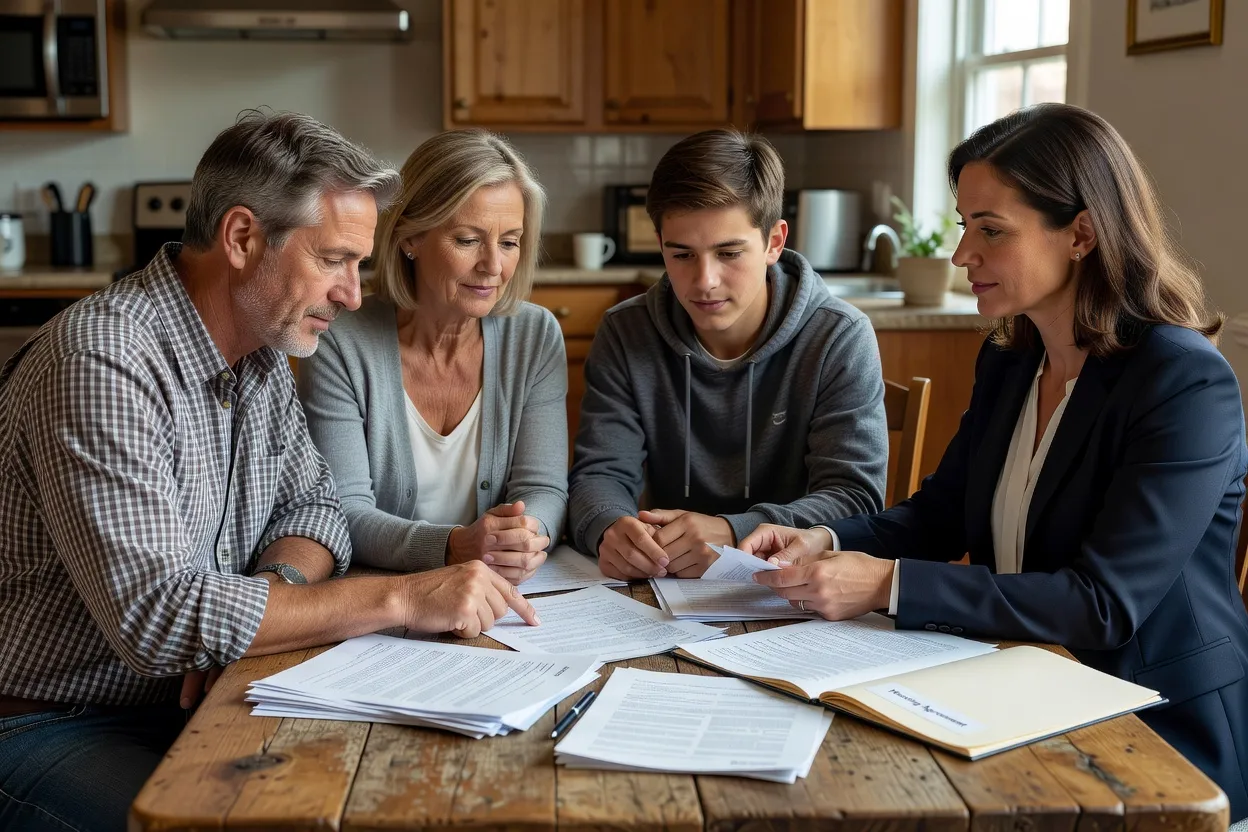 Família acolhedora e assistente social a rever o acordo de acolhimento