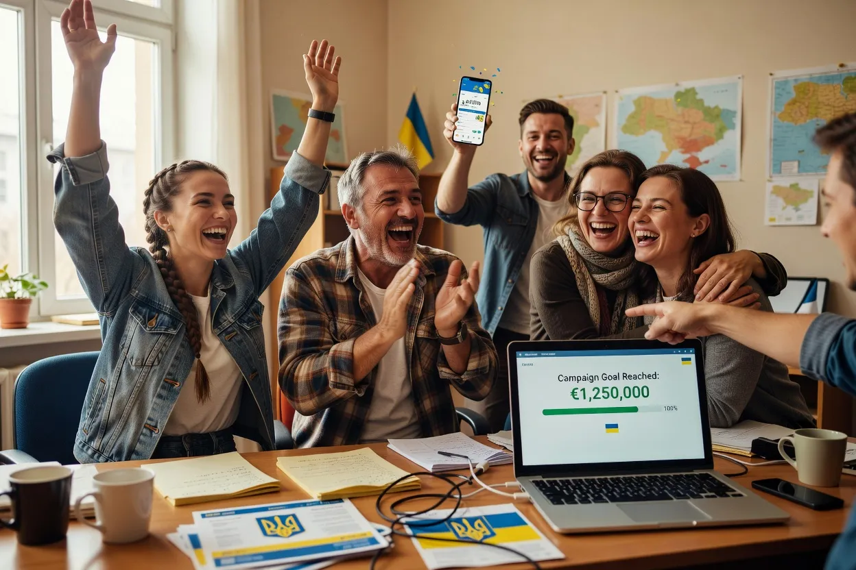 Волонтери святкують успіх краудфандингової кампанії для України