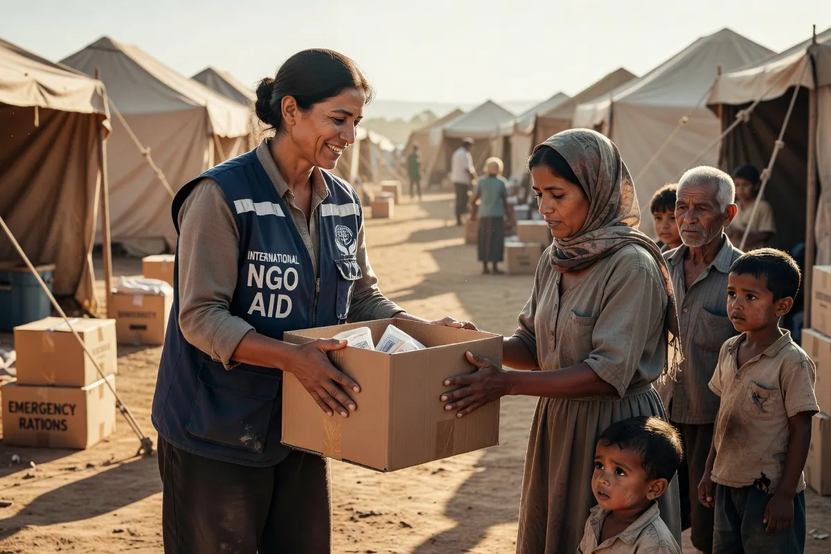 Distribution d'aide humanitaire en Ukraine par des ONG internationales
