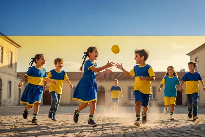 Crianças ucranianas em sala de aula numa escola portuguesa